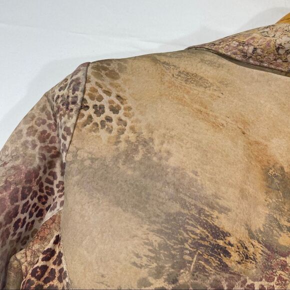 Vakko Animal Printed Leather Jacket Blazer - Picture 11 of 13